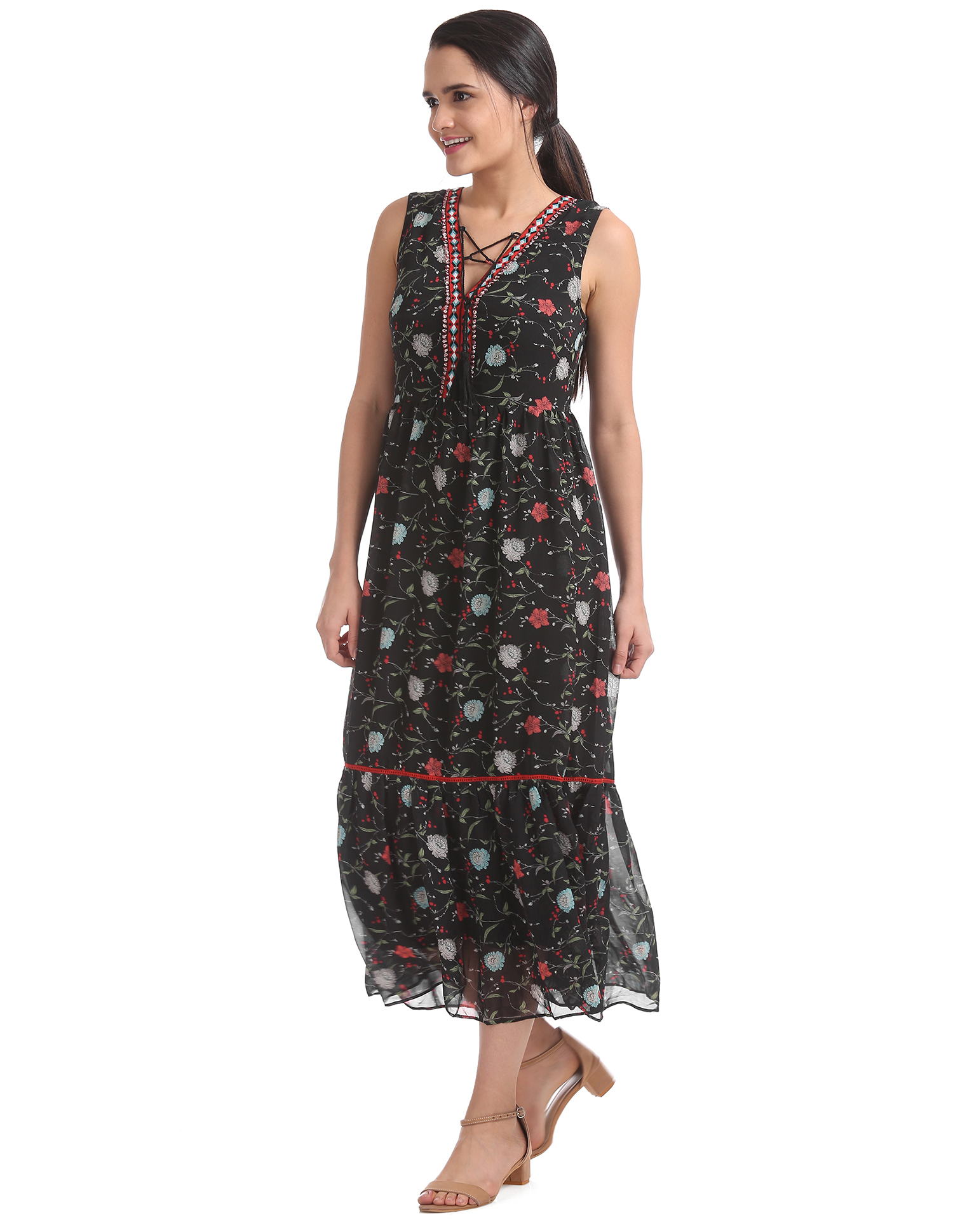 U.S. Polo Assn. Women Casual Wear Floral Print Dress
